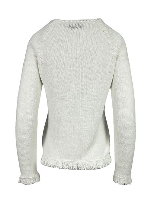 maglia donna latte con frange A rovescio | 2650/16013